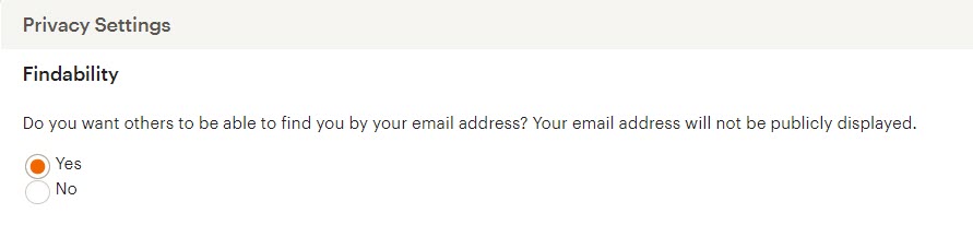 Etsy Privacy Settings - Findability