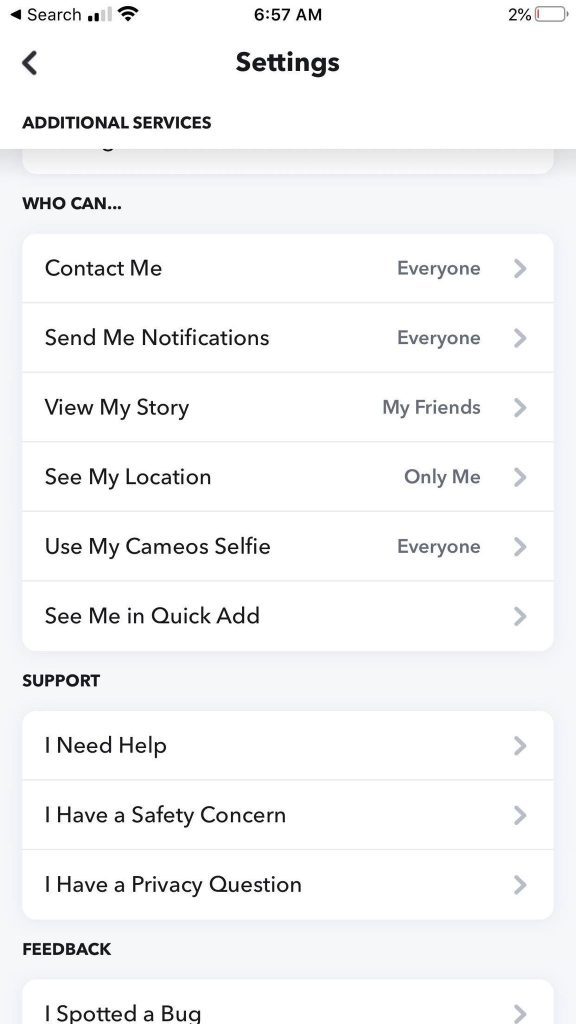 Who Can Settings Snapchat
