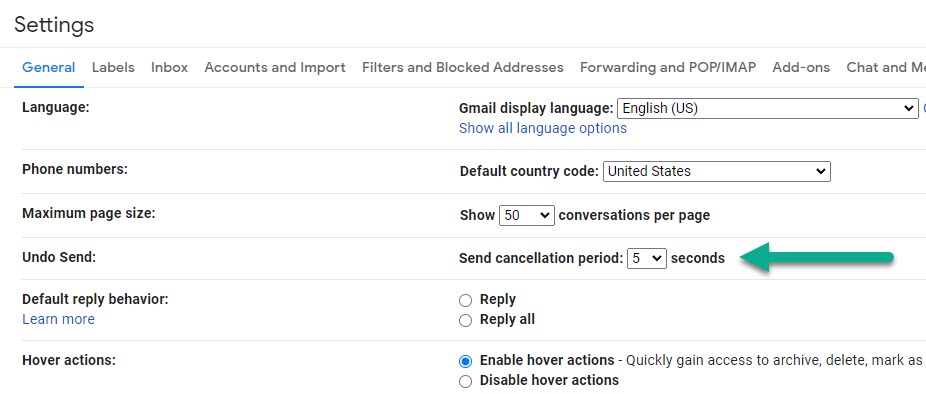 Undo Send Gmail