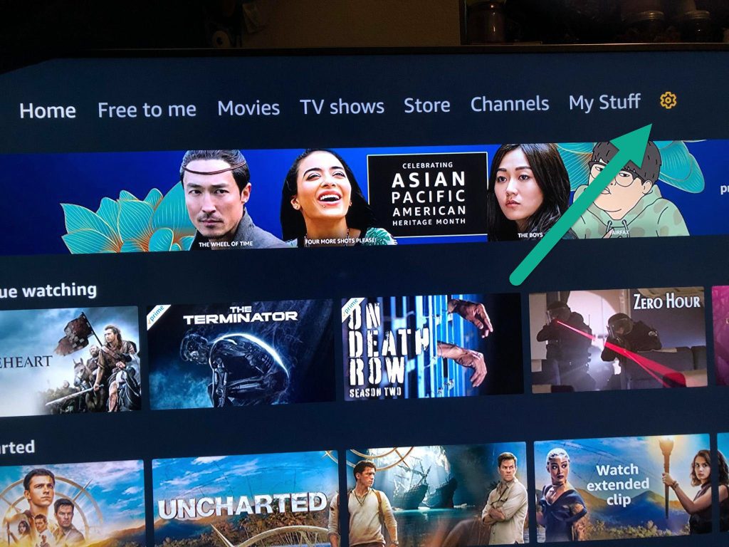 Settings Button Amazon Prime Video On Smart TV