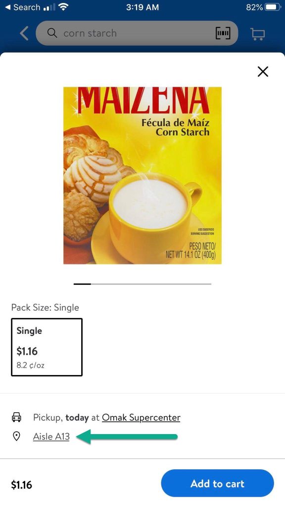 Corn Starch On Walmart App