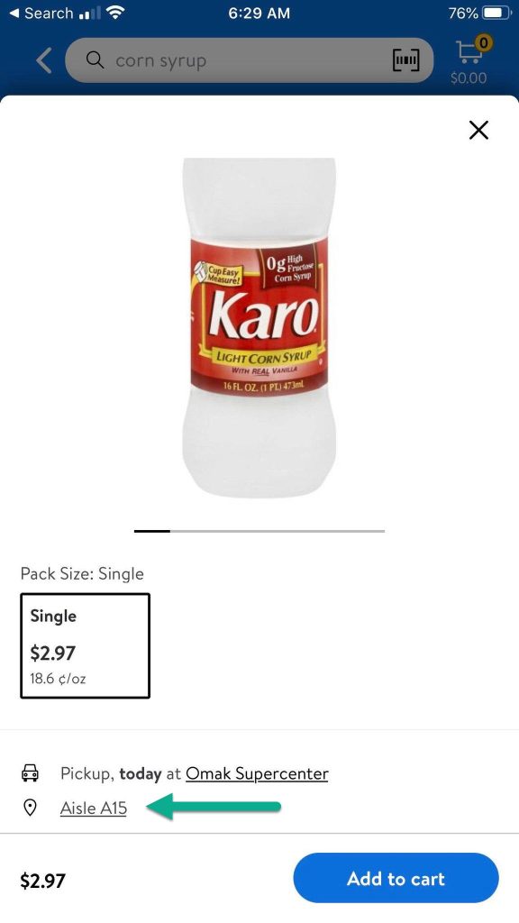 Corn Syrup On Walmart App