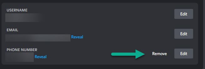 Remove Phone Number Discord