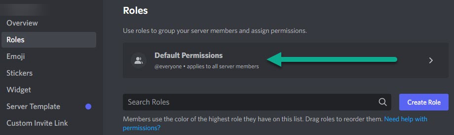 Edit Default Permissions Discord
