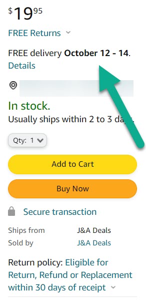 Estimated Delivery Date Amazon
