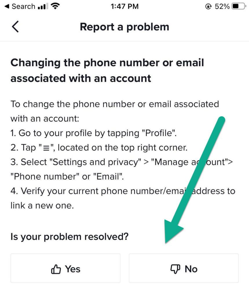 Is Your Problem Resolved, No, TikTok Report A Problem