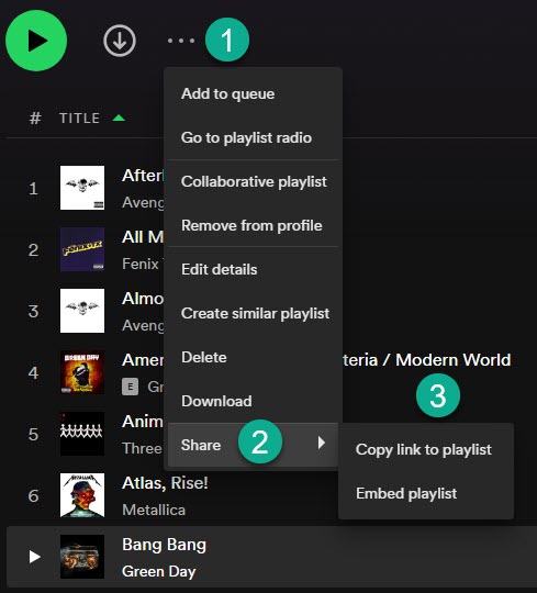 Copy Link To Playlist, Spotify