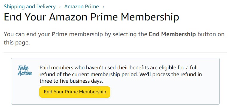 End Amazon Prime Membership