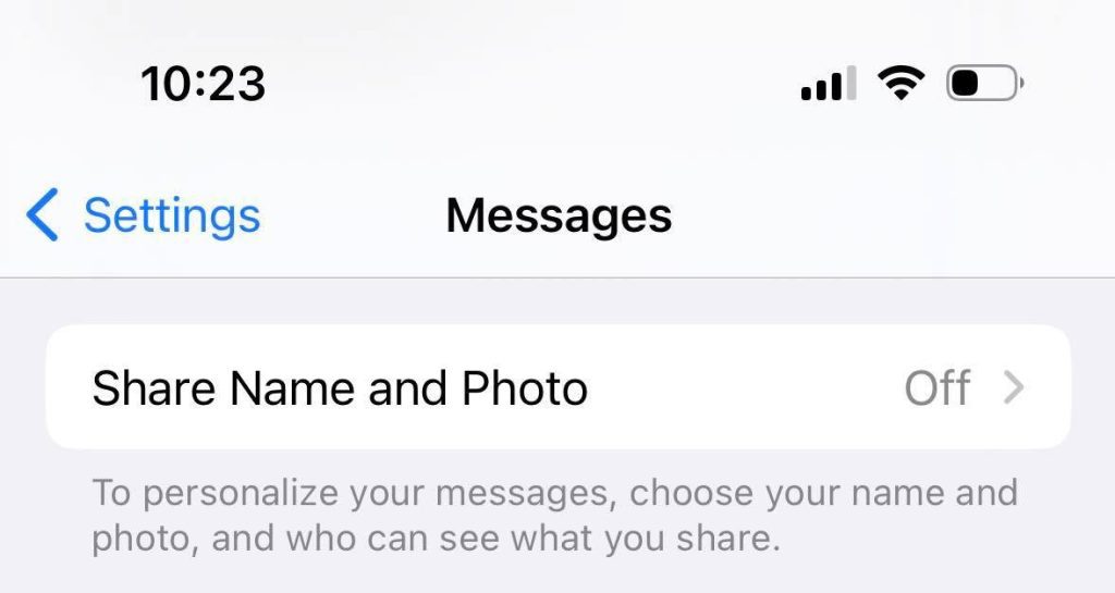 Share Name And Photo, iPhone