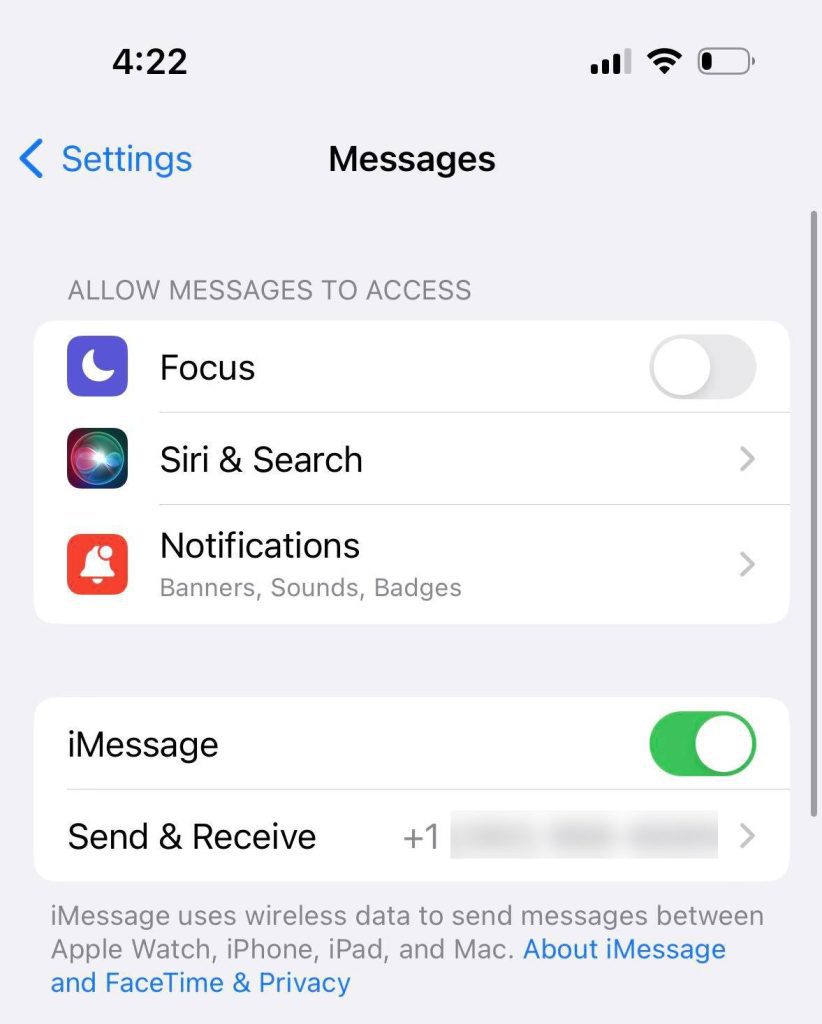 Turn iMessage Off, iPhone