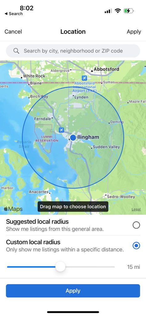 Adjust Marketplace Location, Facebook Mobile App