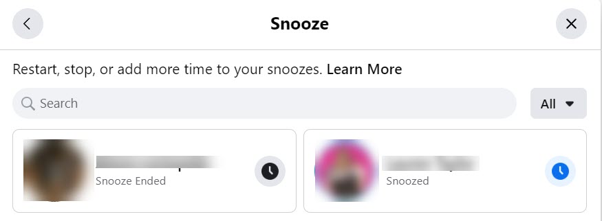 Unsnooze Person, Facebook
