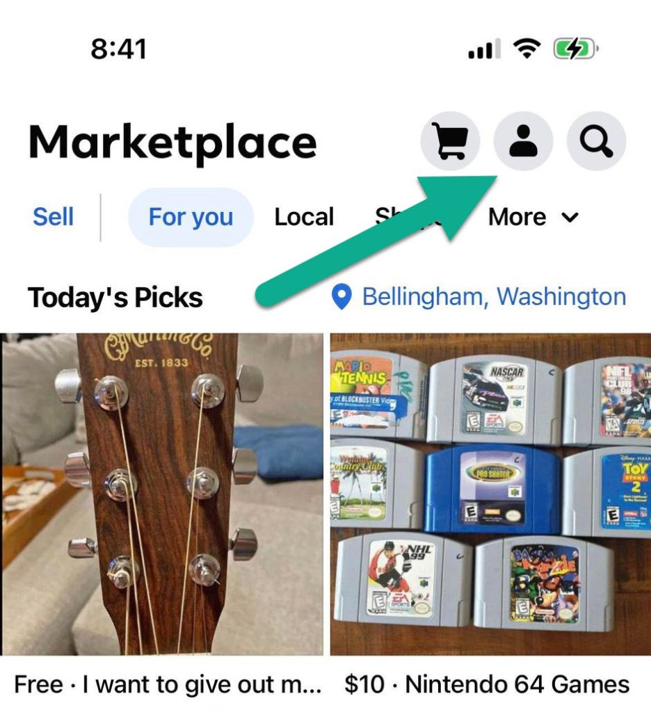 'You' Icon, Facebook Marketplace Mobile