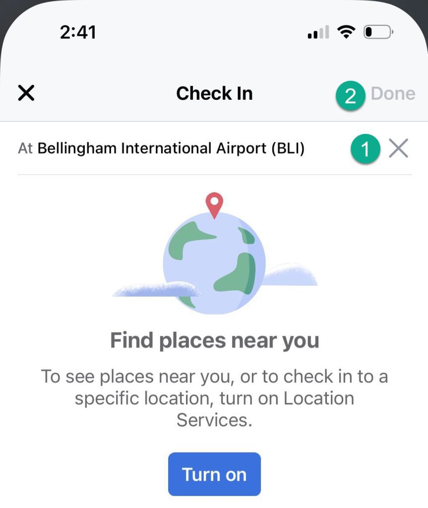 Delete Check-In, Facebook Mobile App