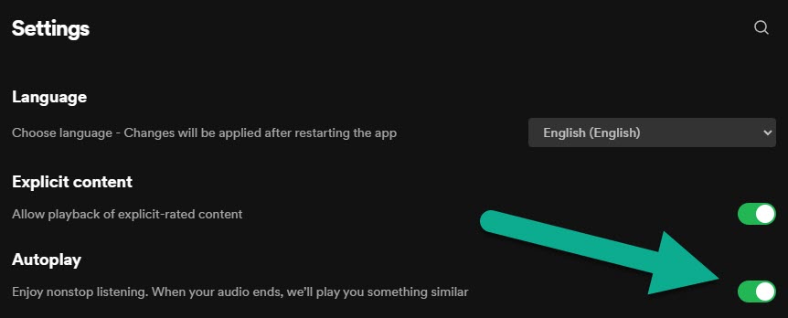Disable Autoplay, Spotify Desktop