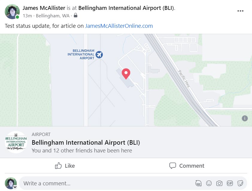 Example Check-In, Facebook