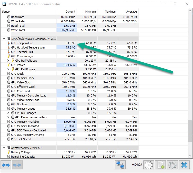 HWiNFO64 GPU Temp