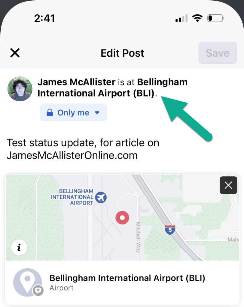 Location Button, Facebook Check-In