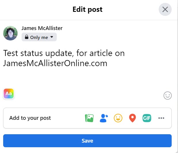 Status Update Without Check-In, Facebook