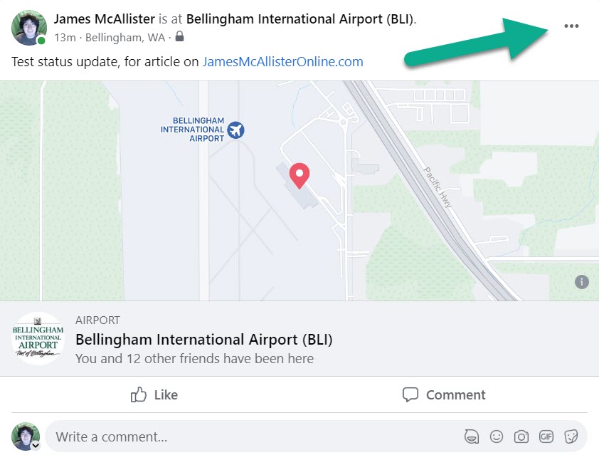 Three Dots Button, Facebook Status Update