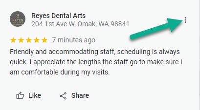 3 Dots Button On Google Review, Desktop